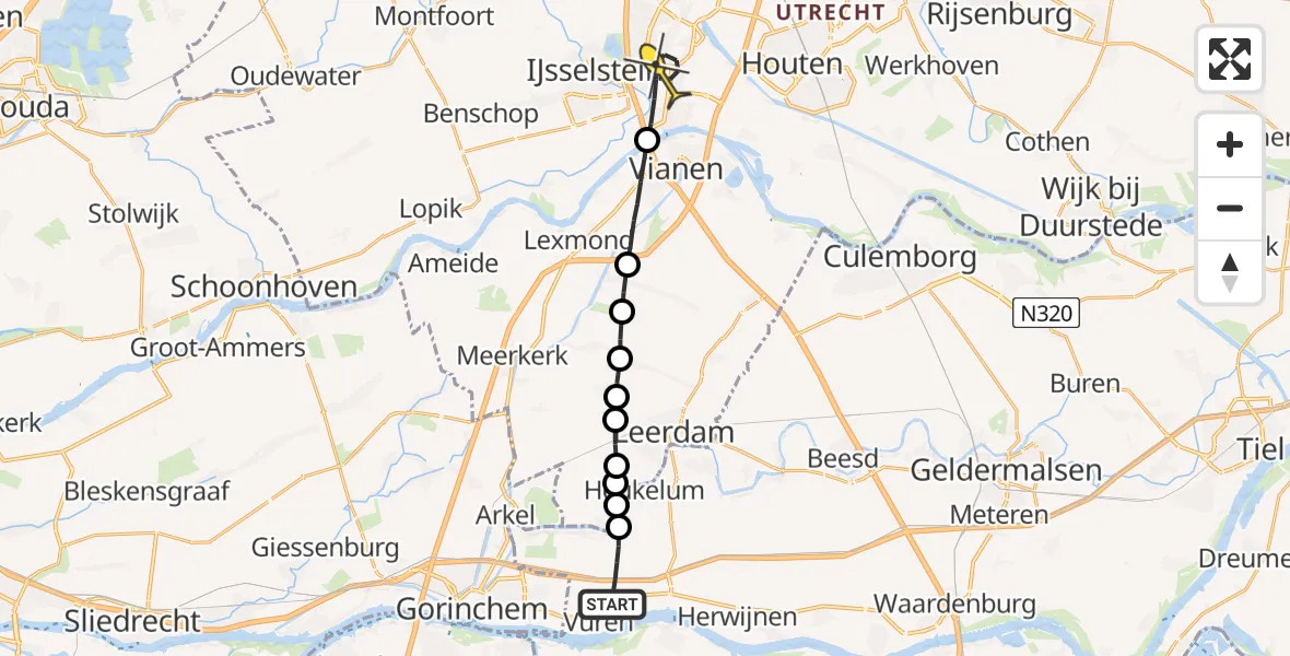 Routekaart van de vlucht: Lifeliner 3 naar Nieuwegein