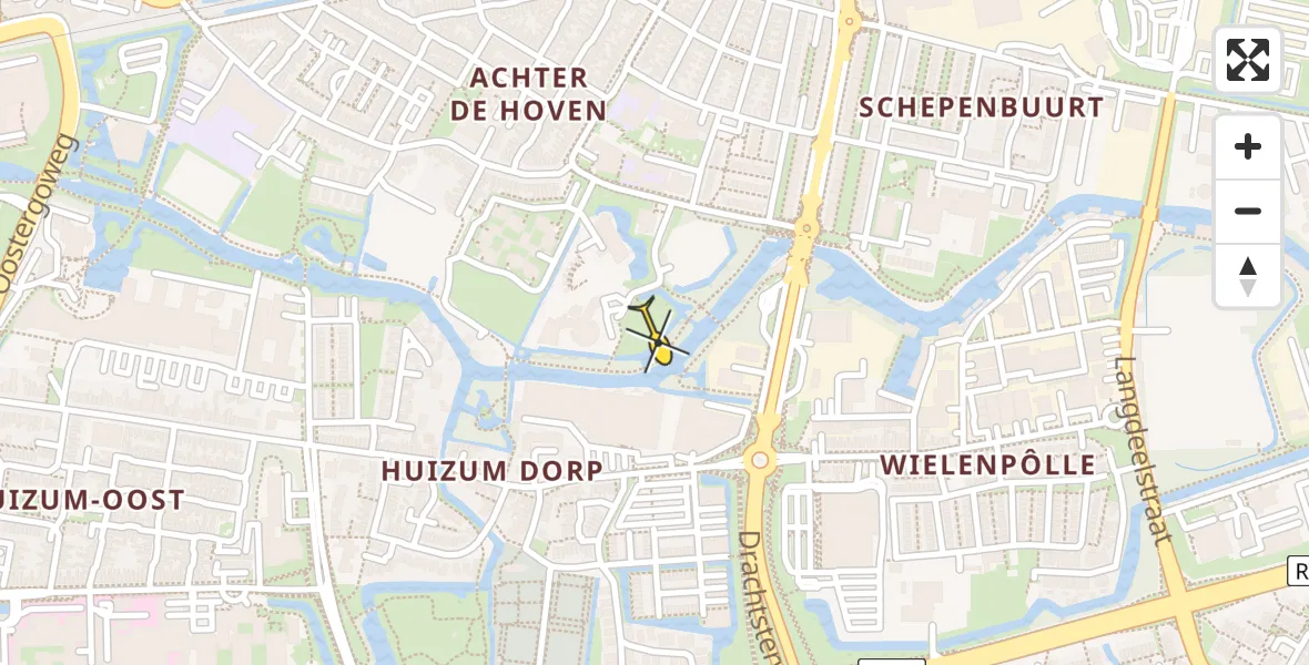 Vluchtroute Ambulancehelikopter van Leeuwarden naar Leeuwarden