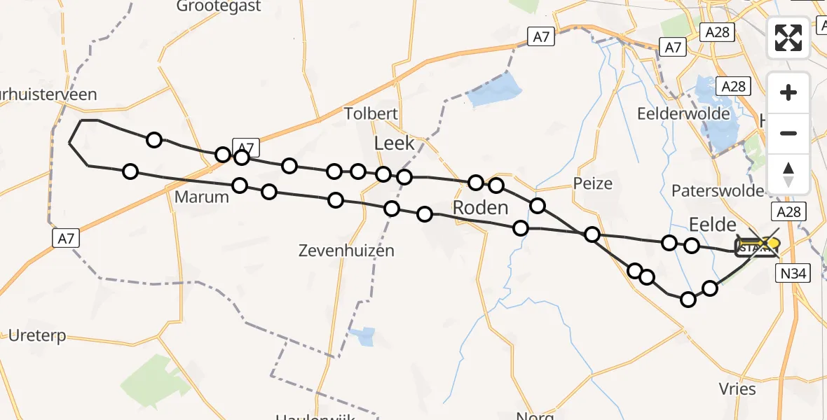 Routekaart van de vlucht: Lifeliner 4 naar Groningen Airport Eelde