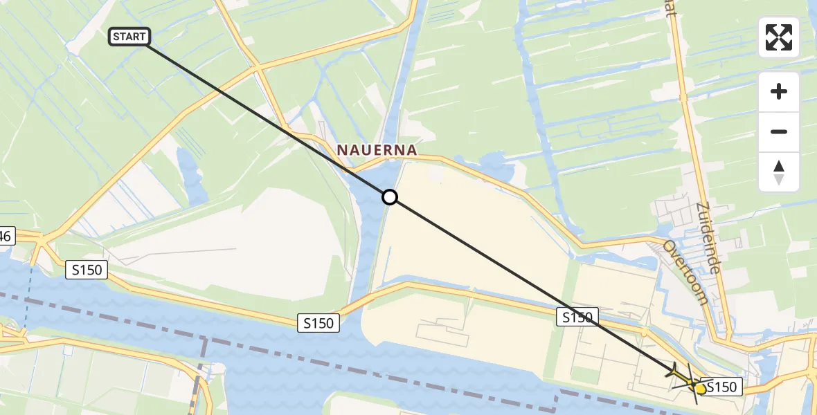 Routekaart van de vlucht: Politiehelikopter naar Westzaan