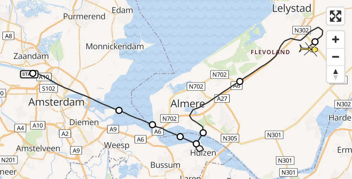 Routekaart van de vlucht: Lifeliner 1 naar Lelystad Airport