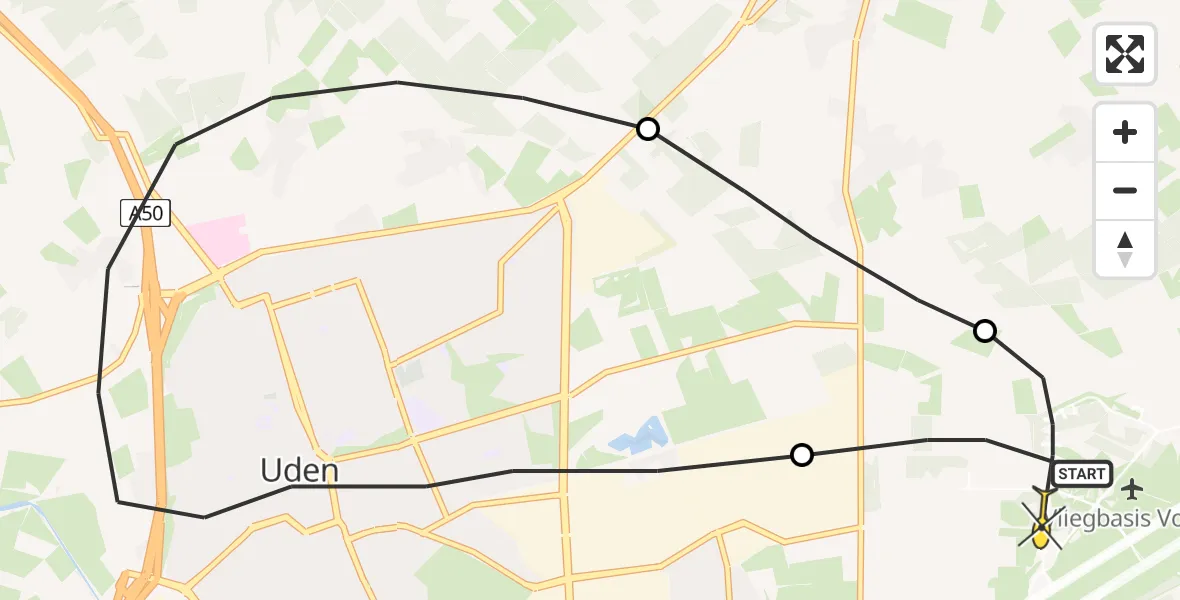 Routekaart van de vlucht: Lifeliner 3 naar Vliegbasis Volkel