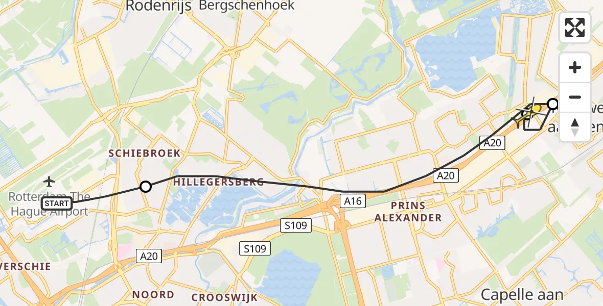 Routekaart van de vlucht: Lifeliner 2 naar Rotterdam