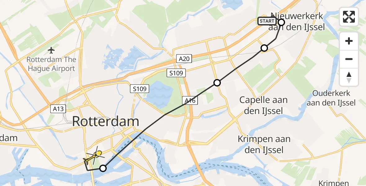 Routekaart van de vlucht: Lifeliner 2 naar Erasmus MC