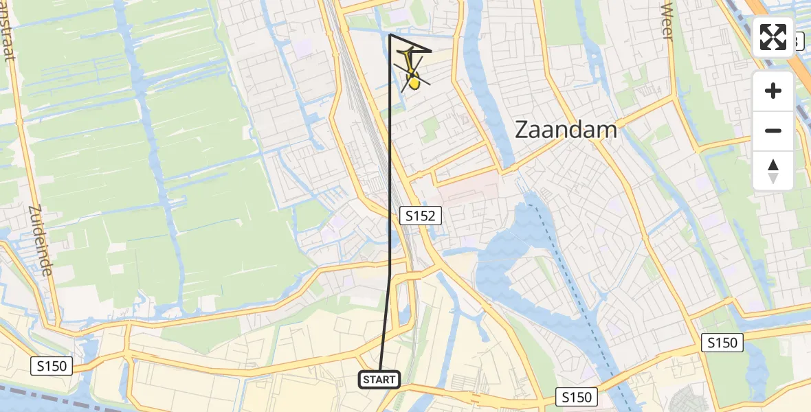 Routekaart van de vlucht: Lifeliner 1 naar Zaandam