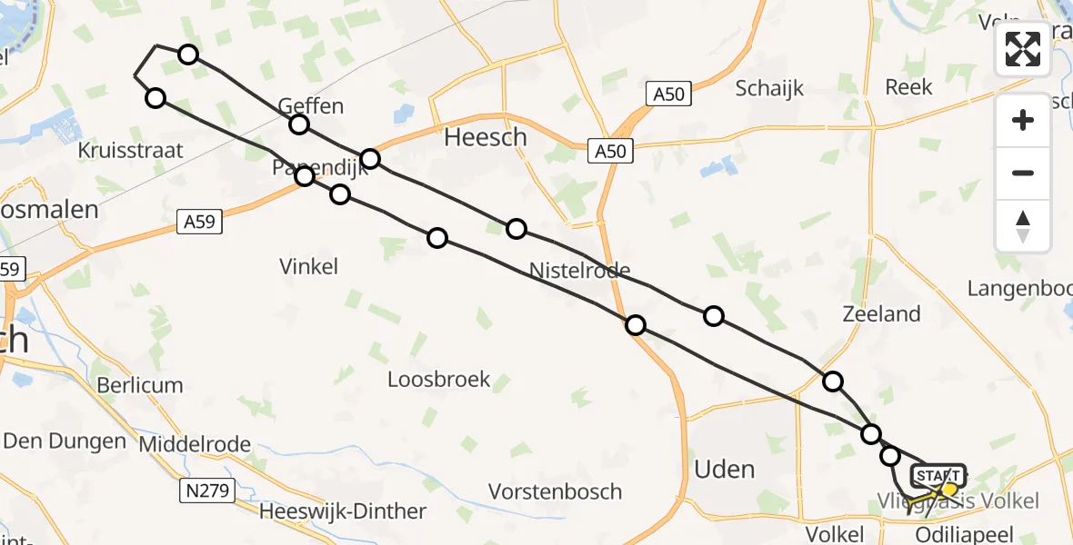 Routekaart van de vlucht: Lifeliner 3 naar Vliegbasis Volkel