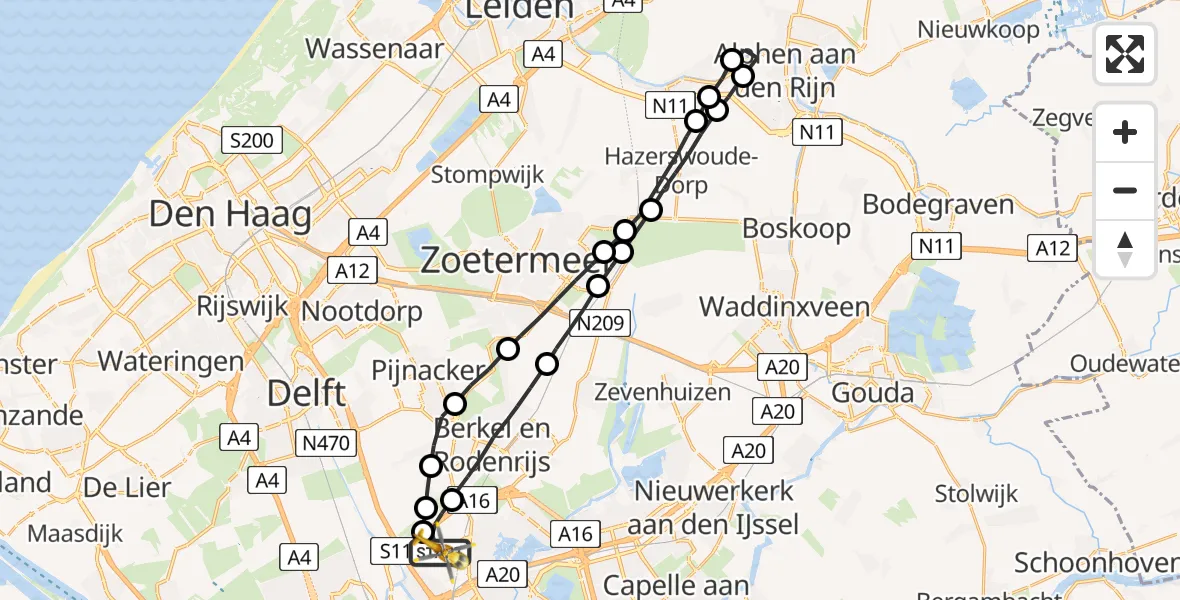 Vluchtroute Traumahelikopter Rotterdam The Hague Airport - Rotterdam The Hague Airport, 06 september 2023, 15:03