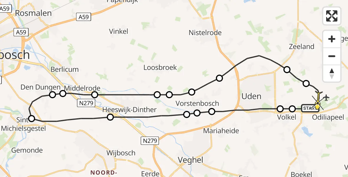 Routekaart van de vlucht: Lifeliner 3 naar Vliegbasis Volkel