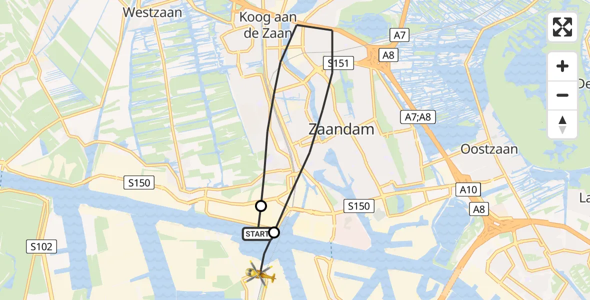 Vluchtroute Traumahelikopter Amsterdam Heliport - Amsterdam Heliport, 06 september 2023, 16:21