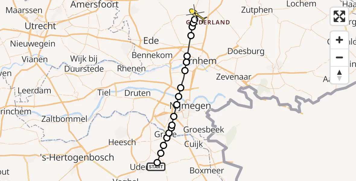 Routekaart van de vlucht: Lifeliner 3 naar Hoenderloo