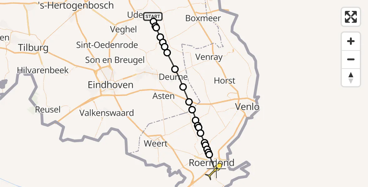 Routekaart van de vlucht: Lifeliner 3 naar Roermond