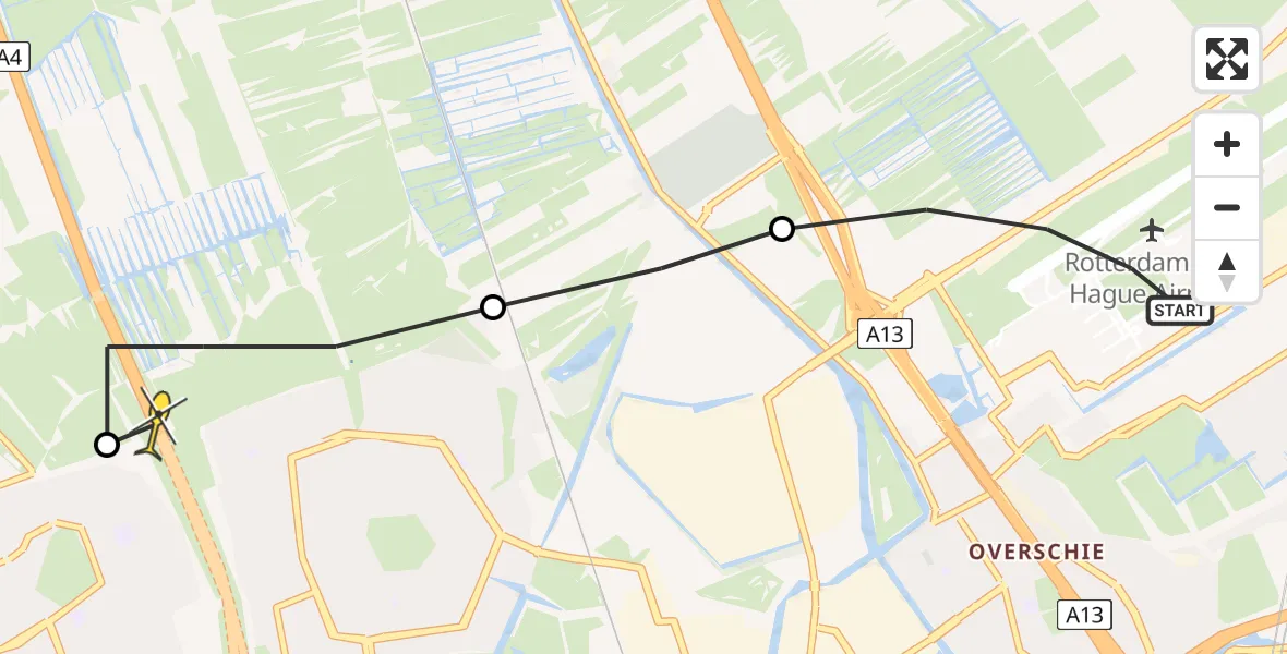 Routekaart van de vlucht: Lifeliner 2 naar Schiedam