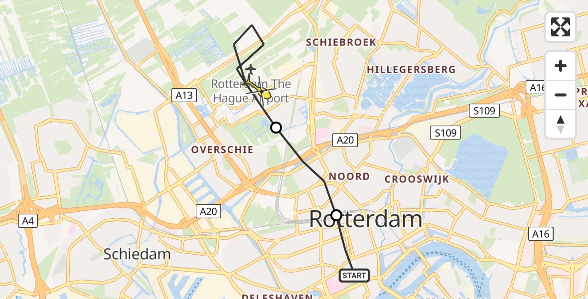 Routekaart van de vlucht: Lifeliner 2 naar Rotterdam The Hague Airport