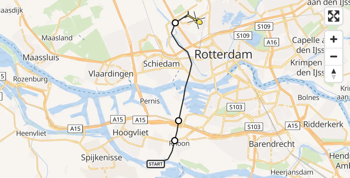 Routekaart van de vlucht: Lifeliner 2 naar Rotterdam The Hague Airport