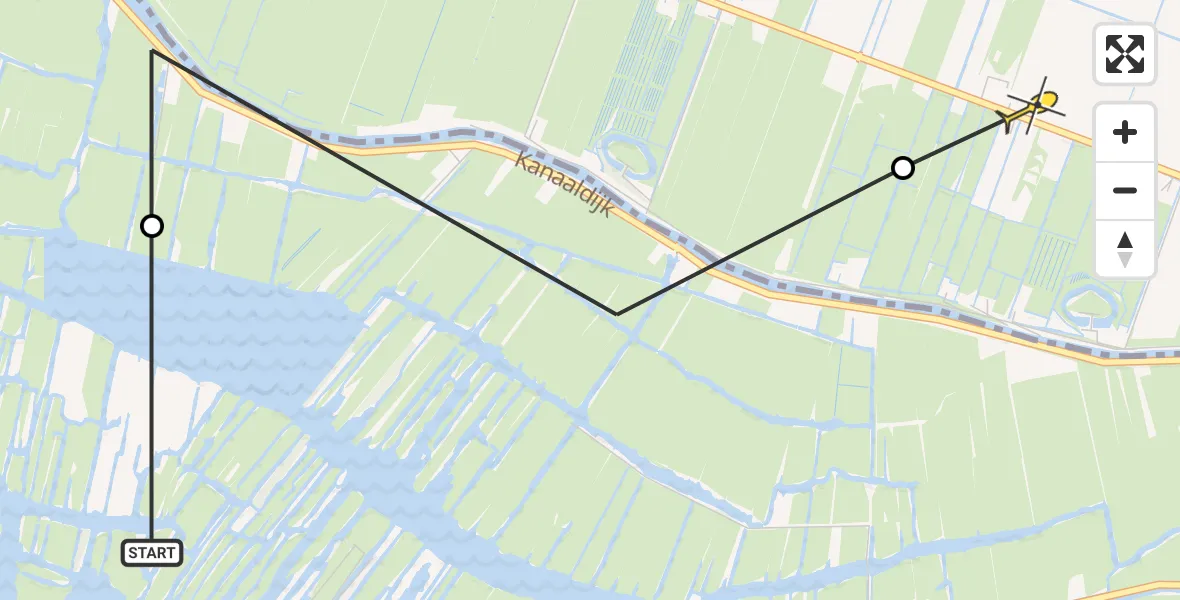 Routekaart van de vlucht: Politiehelikopter naar Zuidoostbeemster