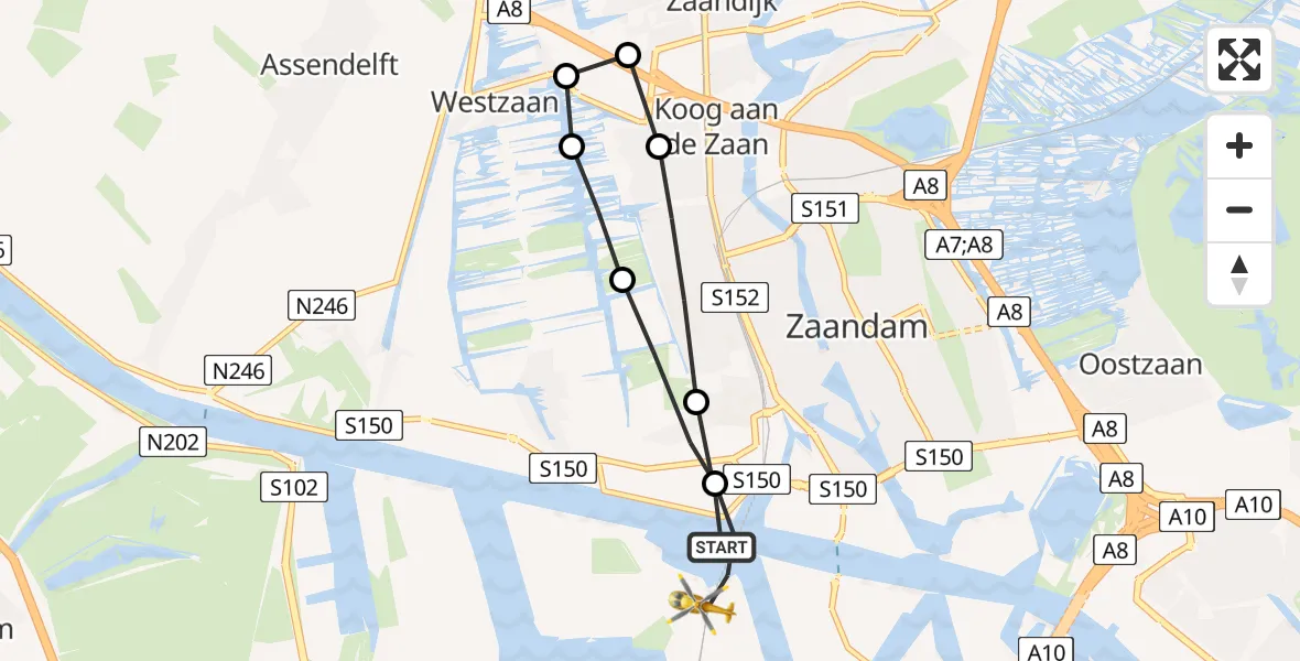 Vluchtroute Traumahelikopter Amsterdam Heliport - Amsterdam Heliport, 07 september 2023, 04:34