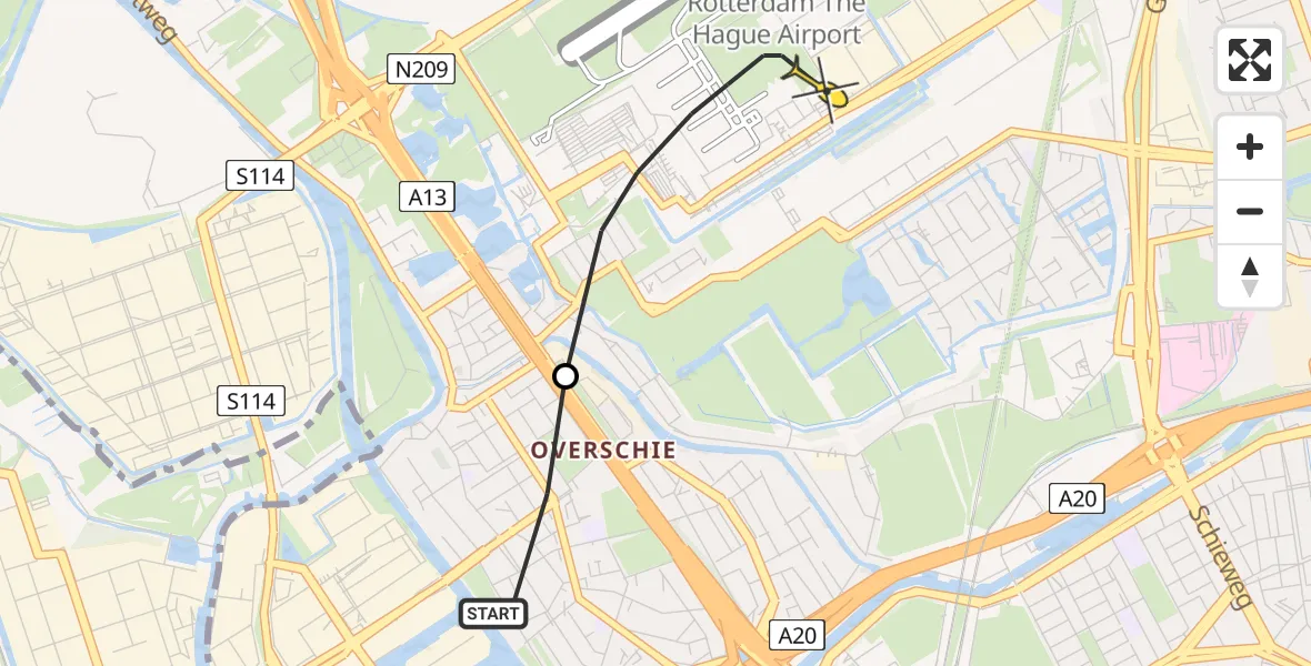 Routekaart van de vlucht: Lifeliner 2 naar Rotterdam The Hague Airport