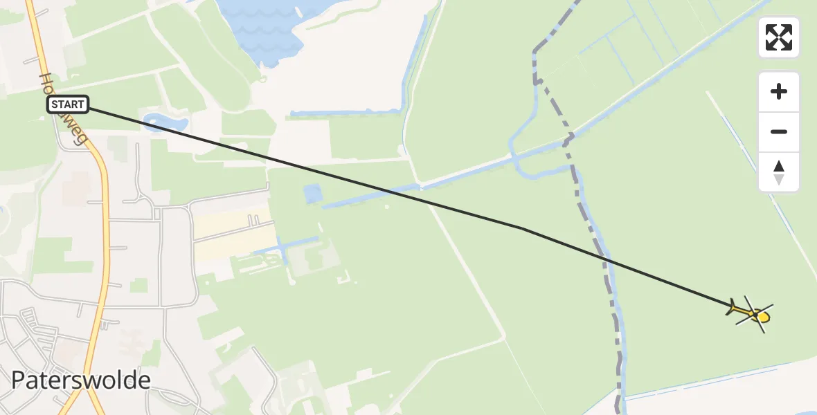 Routekaart van de vlucht: Ambulancehelikopter naar Haren