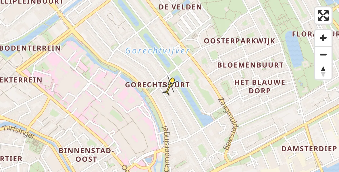 Vluchtroute Traumahelikopter van Universitair Medisch Centrum Groningen naar Universitair Medisch Centrum Groningen