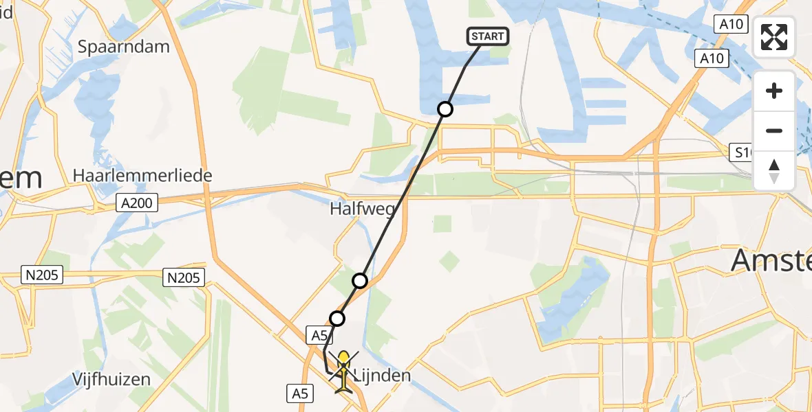 Routekaart van de vlucht: Lifeliner 1 naar Lijnden