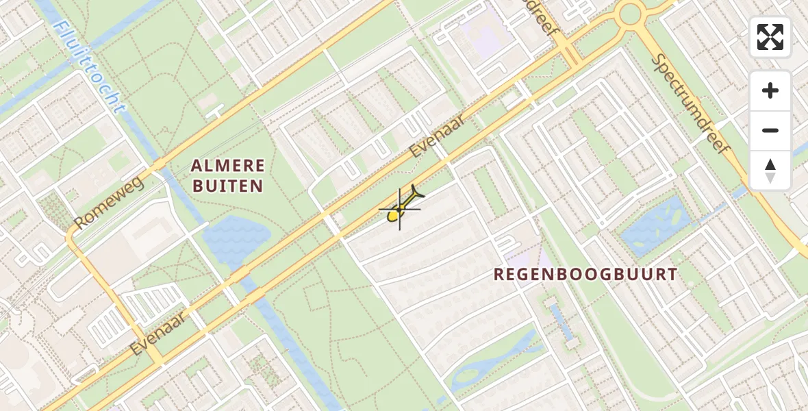 Routekaart van de vlucht: Lifeliner 1 naar Almere