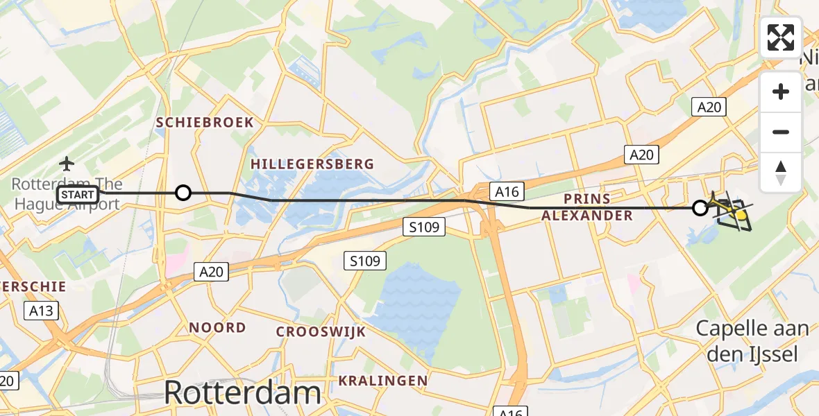 Routekaart van de vlucht: Lifeliner 2 naar Capelle aan den IJssel