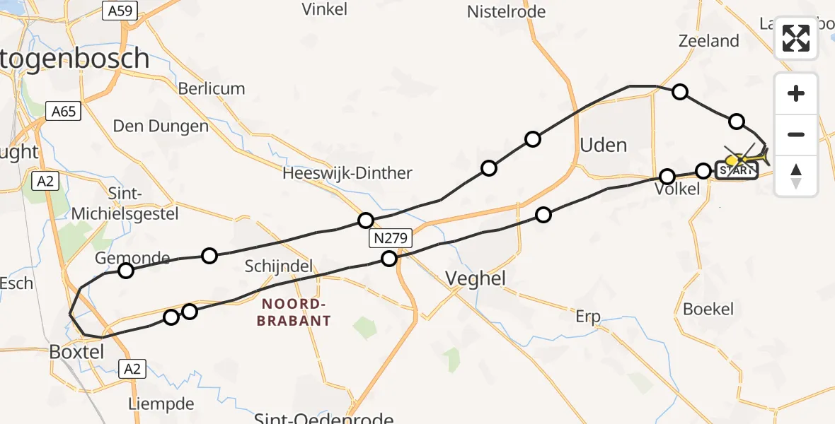 Routekaart van de vlucht: Lifeliner 3 naar Vliegbasis Volkel