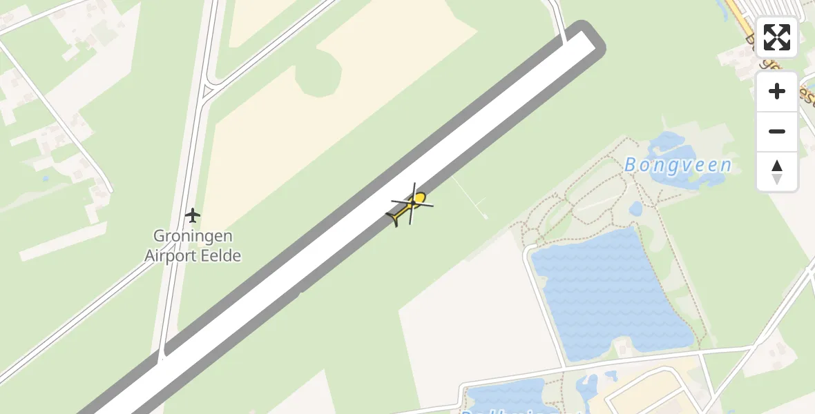 Routekaart van de vlucht: Traumahelikopter naar Groningen Airport Eelde
