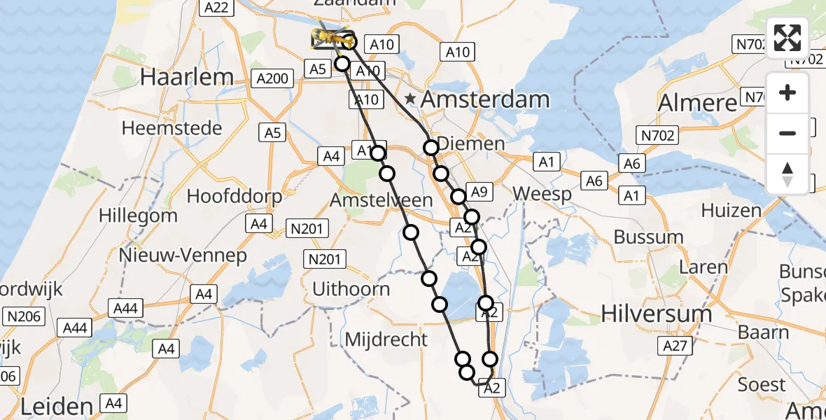 Vluchtroute Traumahelikopter Amsterdam Heliport - Amsterdam Heliport, 08 september 2023, 08:52