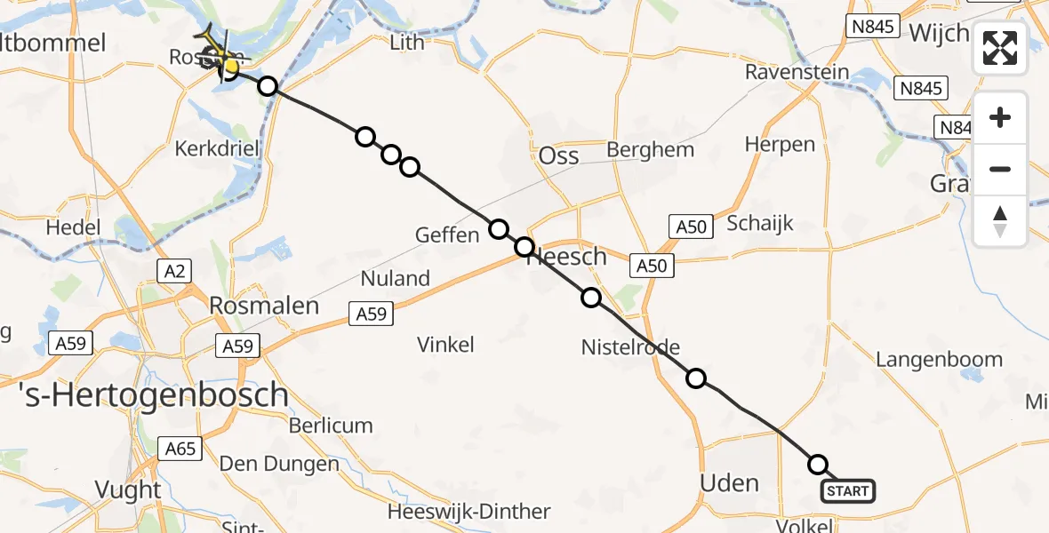 Routekaart van de vlucht: Lifeliner 3 naar Rossum