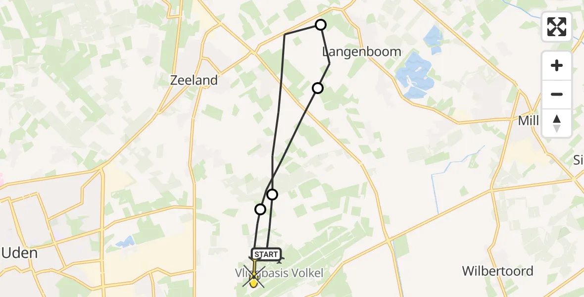 Routekaart van de vlucht: Lifeliner 3 naar Vliegbasis Volkel