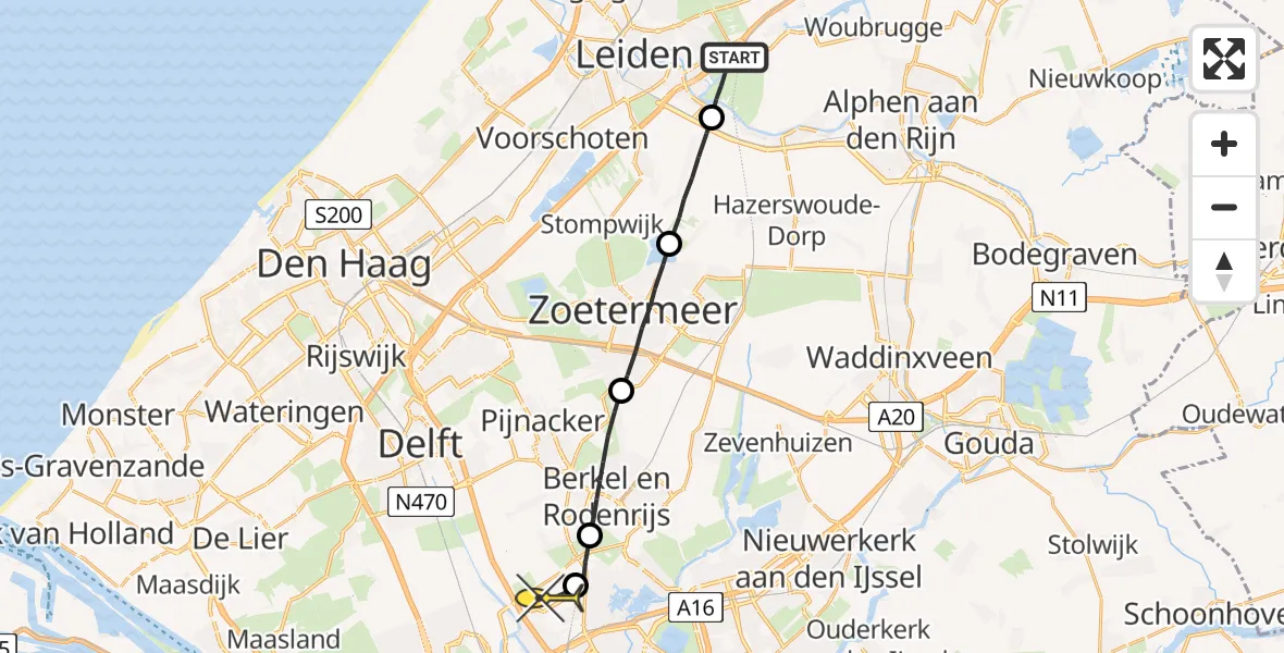 Routekaart van de vlucht: Lifeliner 2 naar Rotterdam The Hague Airport