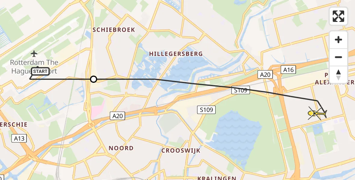 Routekaart van de vlucht: Lifeliner 2 naar Rotterdam