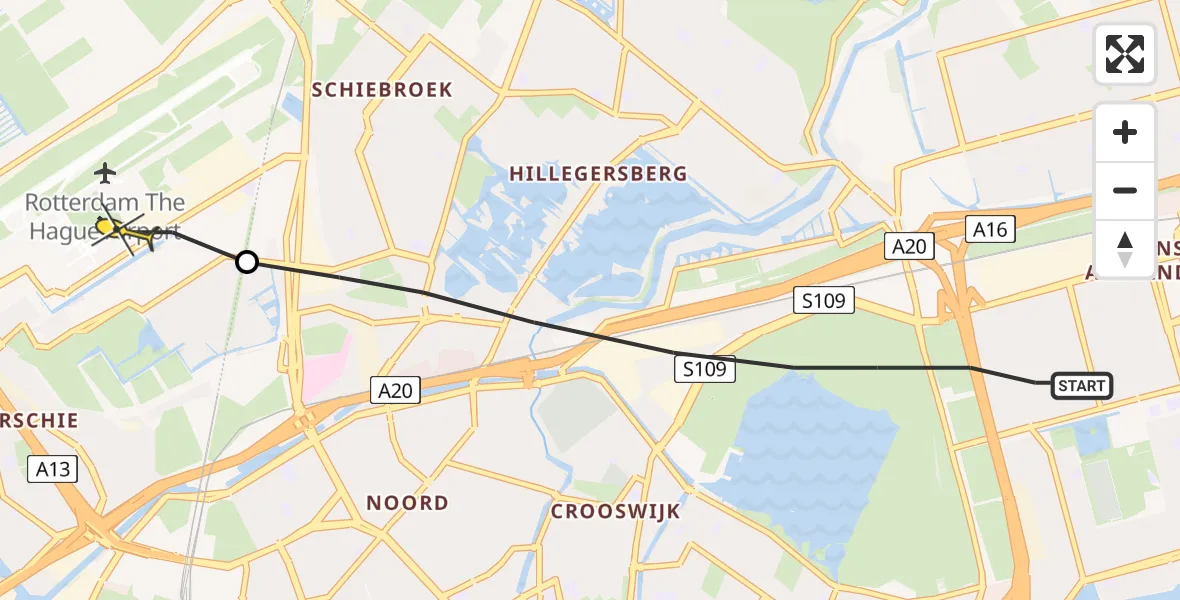 Routekaart van de vlucht: Lifeliner 2 naar Rotterdam The Hague Airport