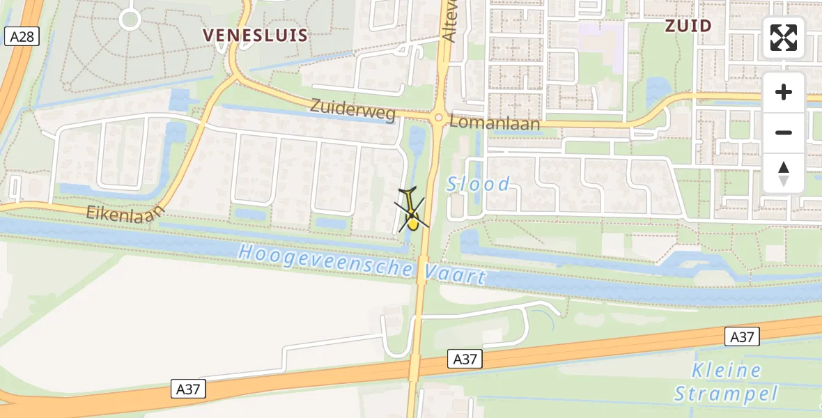 Routekaart van de vlucht: Lifeliner 4 naar Hoogeveen