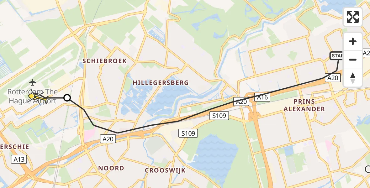 Routekaart van de vlucht: Lifeliner 2 naar Rotterdam The Hague Airport