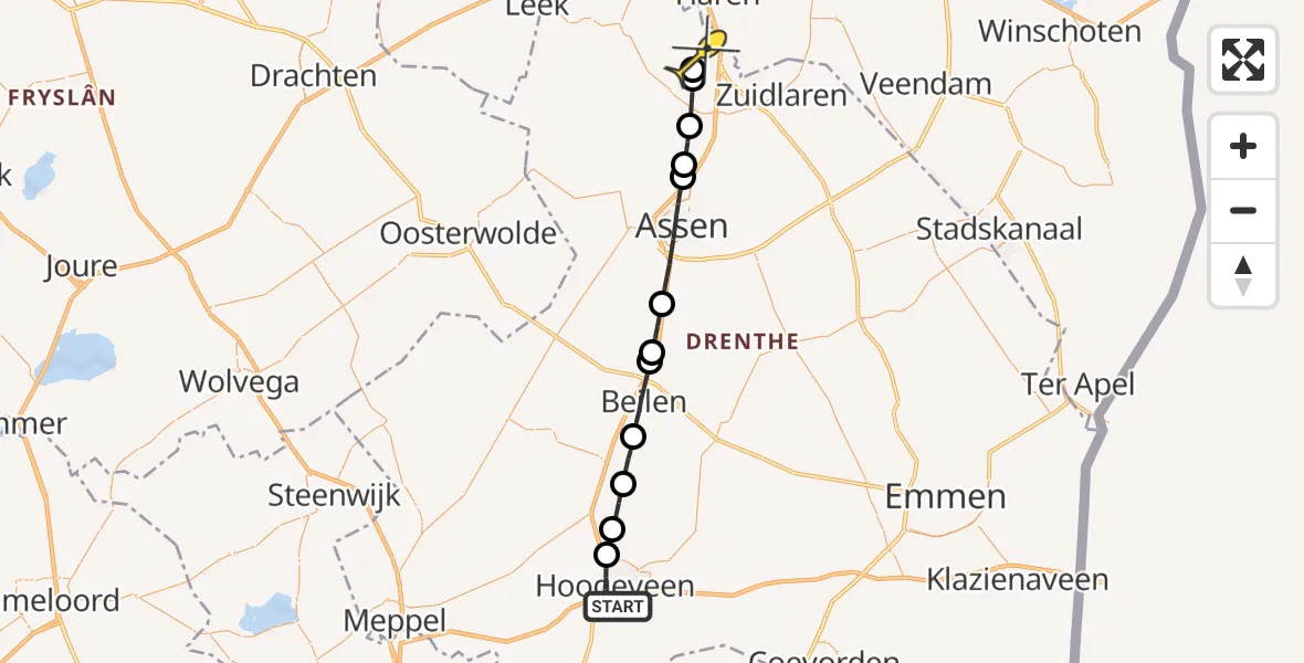 Routekaart van de vlucht: Lifeliner 4 naar Groningen Airport Eelde