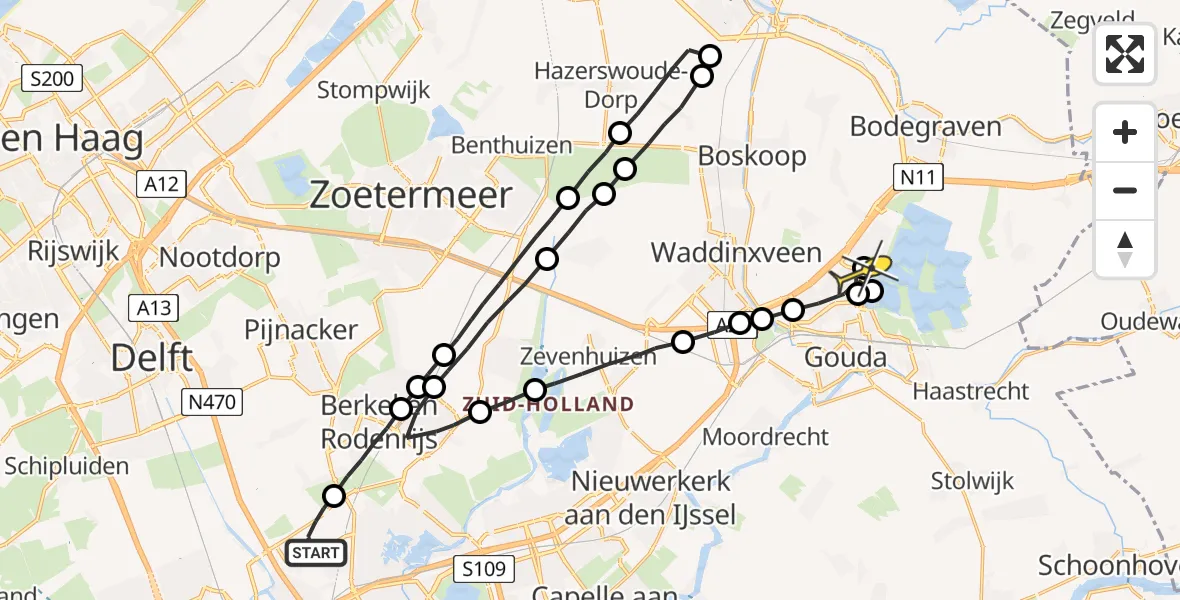 Routekaart van de vlucht: Lifeliner 2 naar Reeuwijk