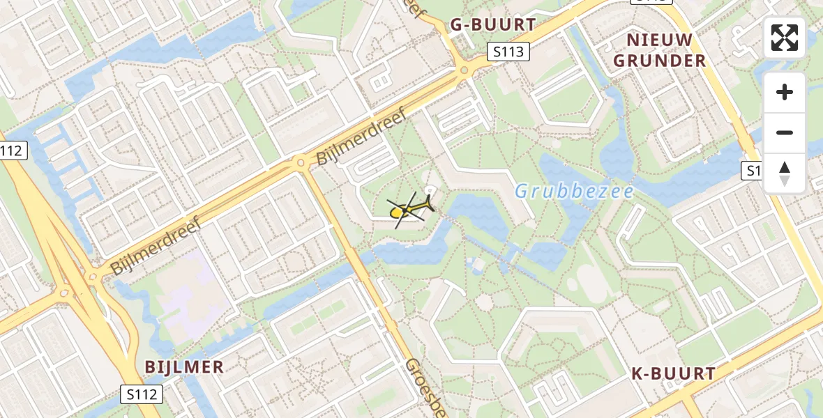 Routekaart van de vlucht: Lifeliner 1 naar Amsterdam