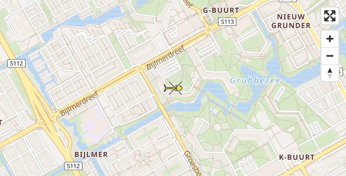 Vluchtroute Traumahelikopter van Amsterdam naar Amsterdam