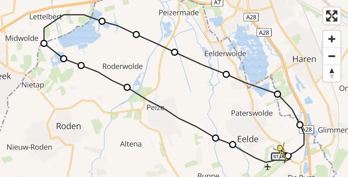 Routekaart van de vlucht: Lifeliner 4 naar Groningen Airport Eelde