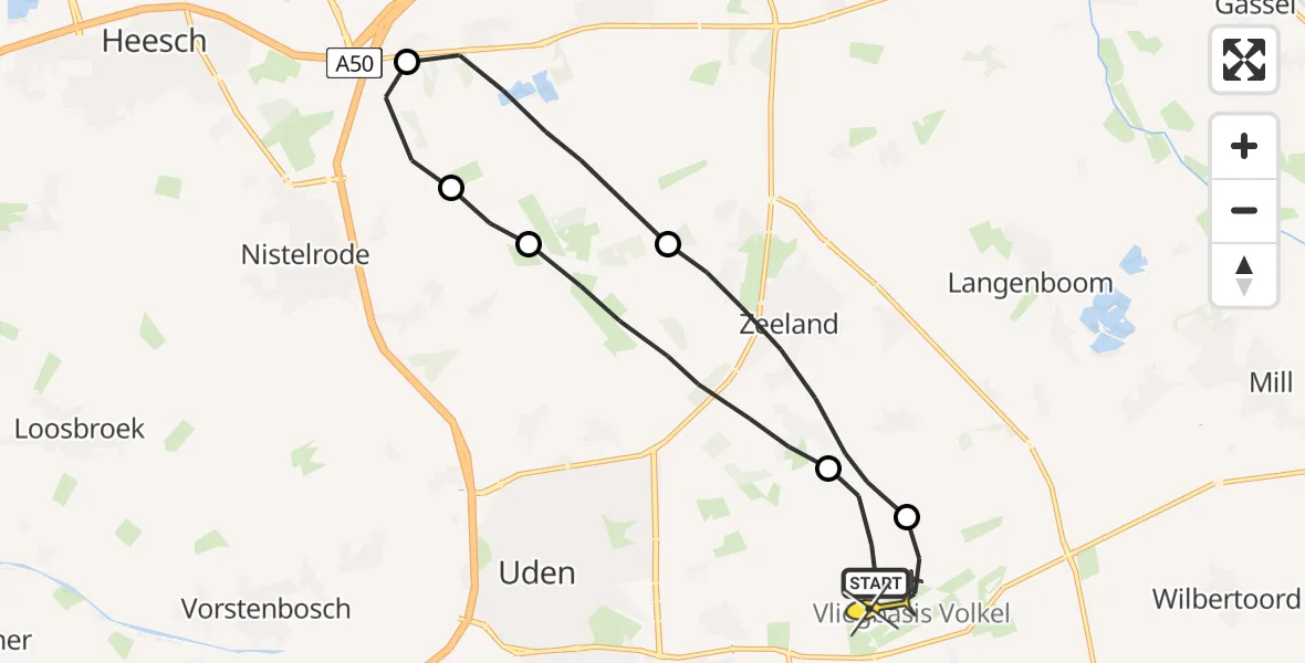 Routekaart van de vlucht: Lifeliner 3 naar Vliegbasis Volkel