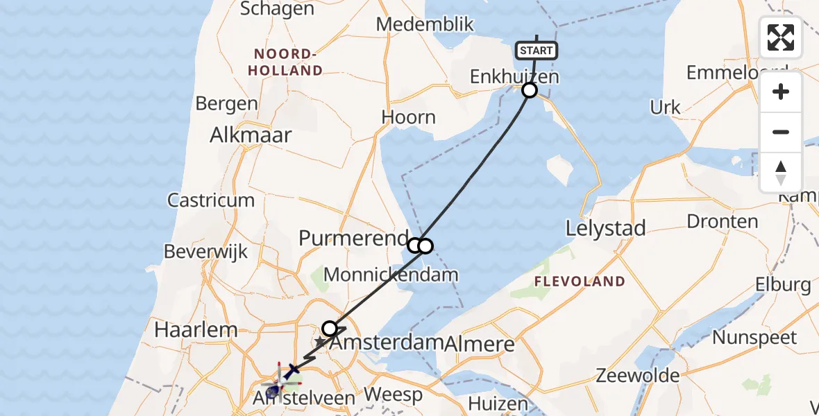 Vluchtroute Politiehelikopter Enkhuizen - Badhoevedorp, 09 september 2023, 09:04