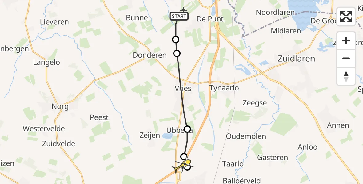 Routekaart van de vlucht: Lifeliner 4 naar Assen
