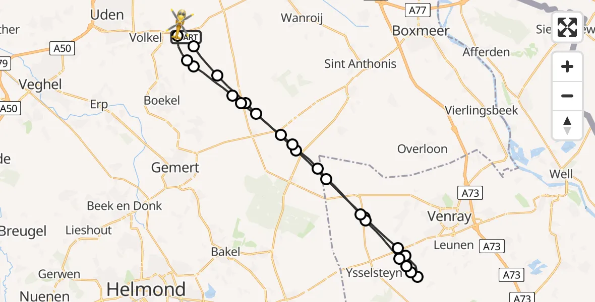 Vluchtroute Traumahelikopter Vliegbasis Volkel - Vliegbasis Volkel, 09 september 2023, 09:43