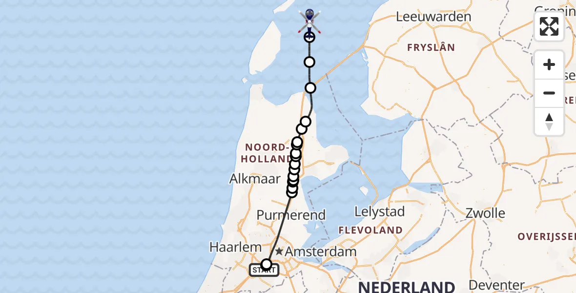 Vluchtroute Politiehelikopter Schiphol - Vlieland, 09 september 2023, 10:06