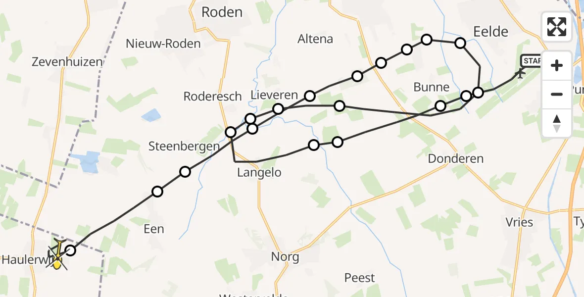 Routekaart van de vlucht: Lifeliner 4 naar Haulerwijk