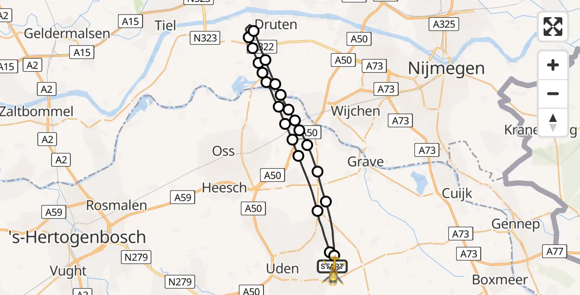 Vluchtroute Traumahelikopter Vliegbasis Volkel - Vliegbasis Volkel, 09 september 2023, 10:50
