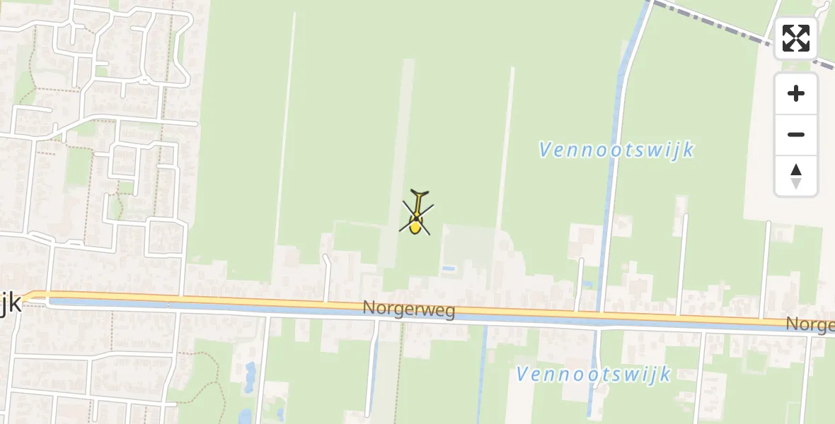 Vluchtroute Traumahelikopter van Haulerwijk naar Haulerwijk
