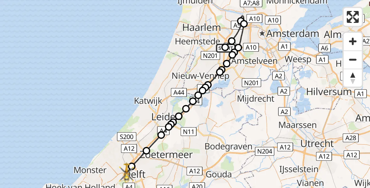 Vluchtroute Traumahelikopter Schiphol - Rijswijk, 09 september 2023, 12:52